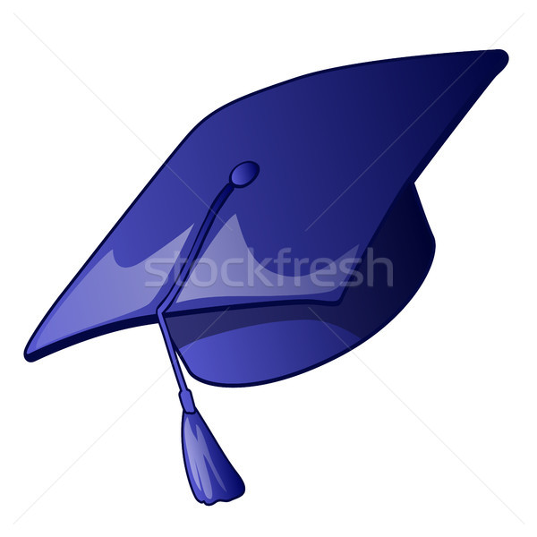 Graduation cap with a blue tassel isolated on a white background. Vector illustration. Stock photo © Lady-Luck