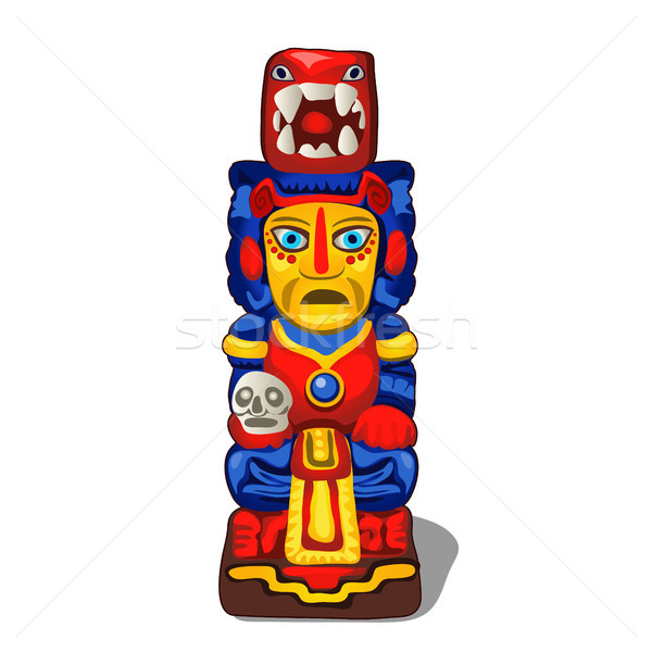 Colorful totem. Ritual implements of the injun isolated on white background. Vector cartoon close-up Stock photo © Lady-Luck