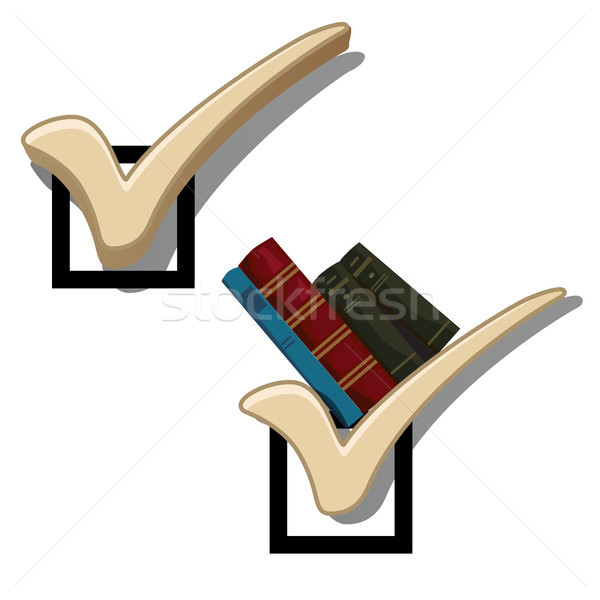 The original bookshelf, in the form a checkmark isolated on a white background. Vector illustration. Stock photo © Lady-Luck