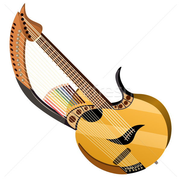 Arp gitar yalıtılmış beyaz vektör karikatür Stok fotoğraf © Lady-Luck