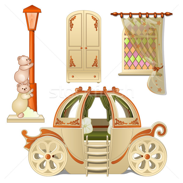 A set of furniture for a childs room is isolated on a white background. Vector illustration. Stock photo © Lady-Luck