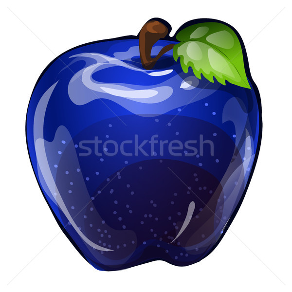 Juicy blue apple isolated on white background. Vector cartoon close-up illustration. Stock photo © Lady-Luck