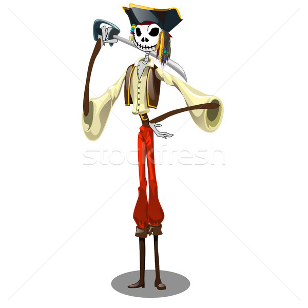 Сток-фото: скелет · пиратских · черный · Hat · изолированный · белый