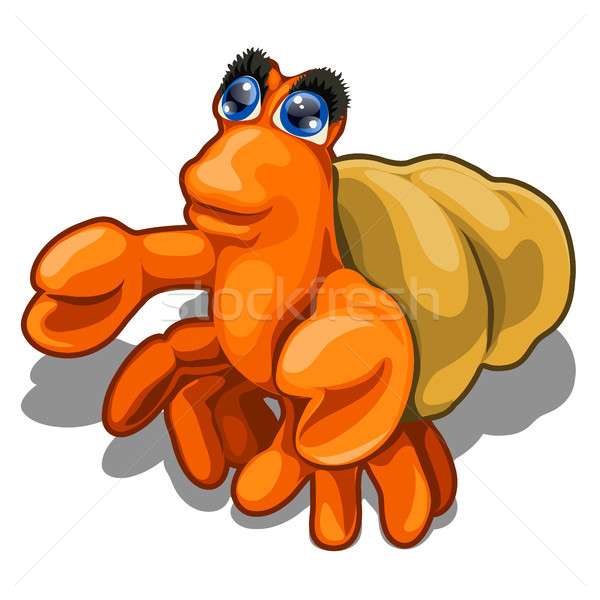 Cartoon hermit crab isolated on white background. Vector close-up cartoon illustration. Stock photo © Lady-Luck