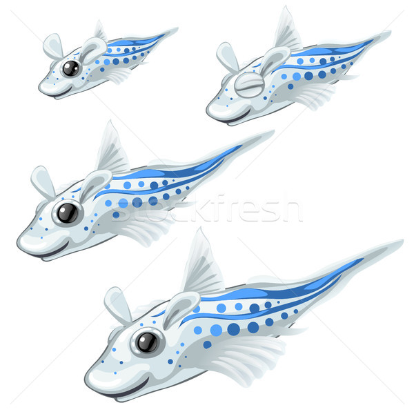 Set fantasy animals with ears and fins isolated on white background. Vector cartoon close-up illustr Stock photo © Lady-Luck