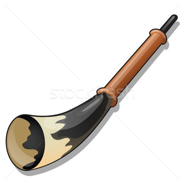 Craft horn flute isolated on white background. Vector cartoon close-up illustration. Stock photo © Lady-Luck