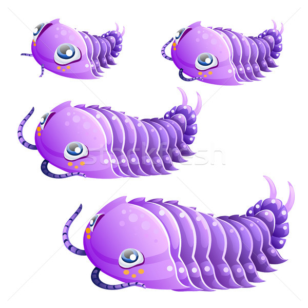 Set of fancy purple trilobites isolated on white background. Vector cartoon close-up illustration. Stock photo © Lady-Luck