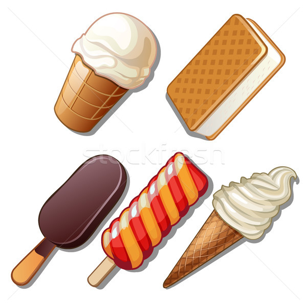 Set of ice cream isolated on white background. Vector cartoon close-up illustration. Stock photo © Lady-Luck