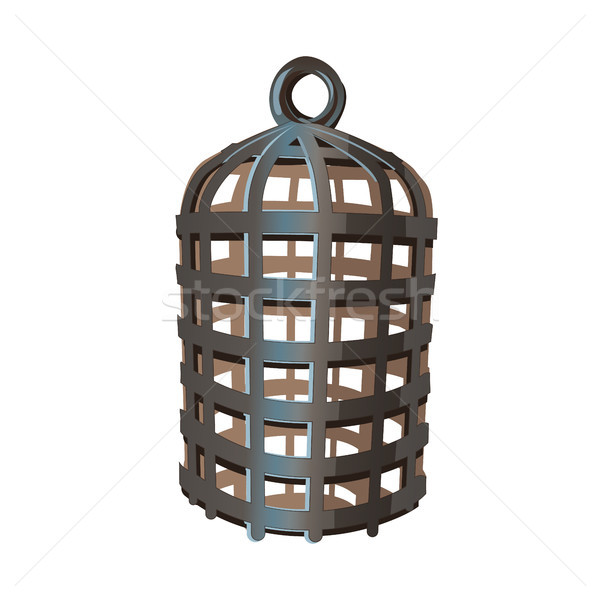 Steel cage for birds isolated on white background. Vector cartoon close-up illustration. Stock photo © Lady-Luck
