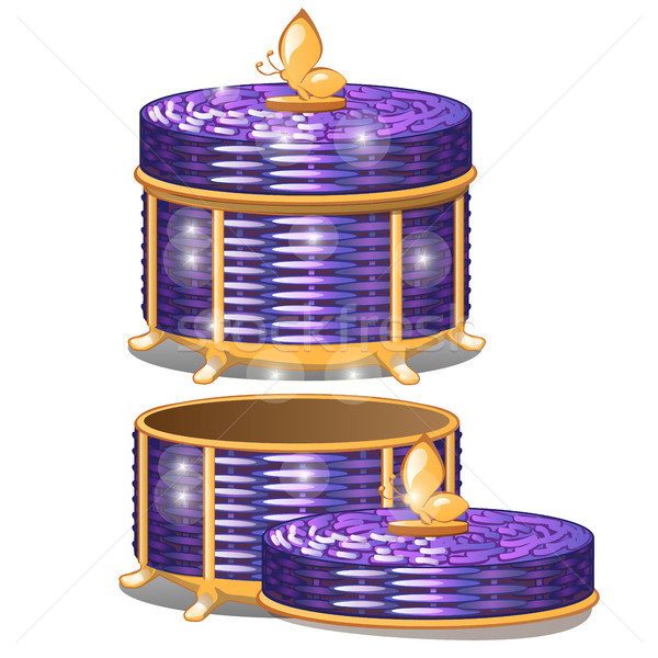 Set of round wicker baskets with lids. Vector illustration. Stock photo © Lady-Luck