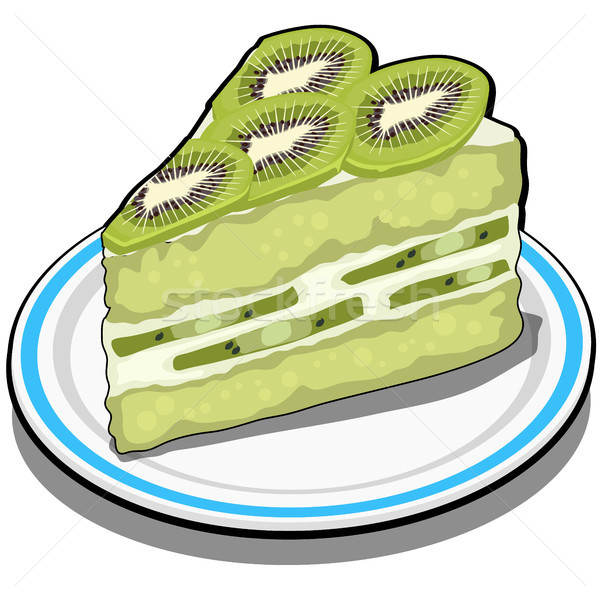 Scheibe Obst kiwi Kuchen Dessert Stock foto © Lady-Luck