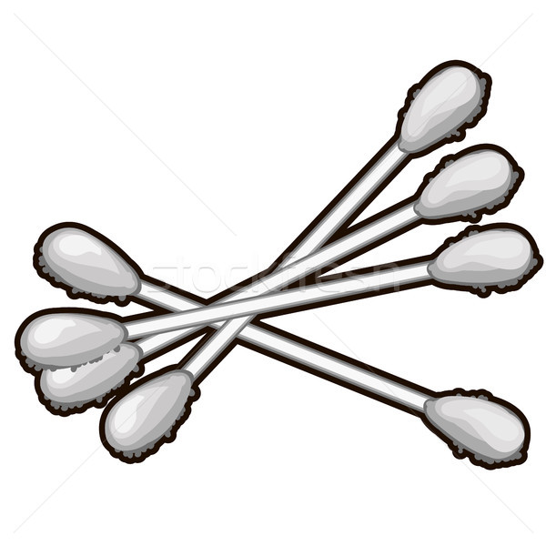 A set of cotton swabs isolated on white background. Vector cartoon close-up illustration. Stock photo © Lady-Luck