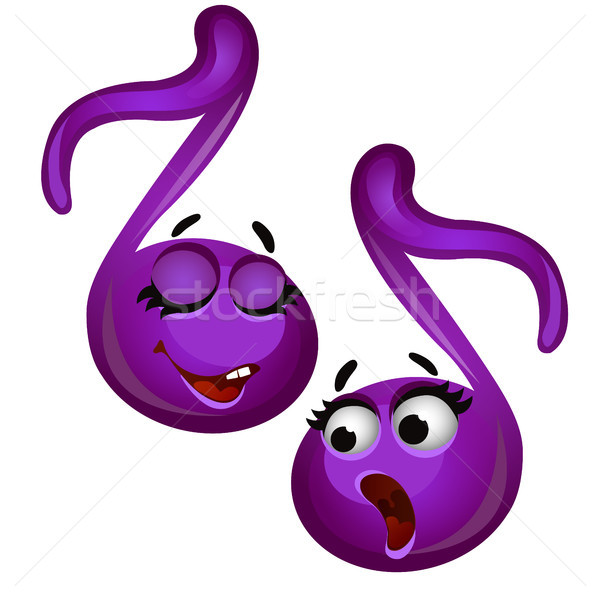 Set of funny laughing musical notes isolated on white background. Vector cartoon close-up illustrati Stock photo © Lady-Luck