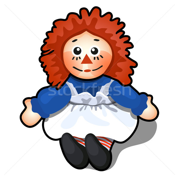 Fabric toy in the form of a man with orange hair isolated on white background. Vector illustration. Stock photo © Lady-Luck