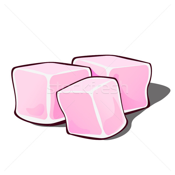 Három rózsaszín édes ehető kocka izolált Stock fotó © Lady-Luck