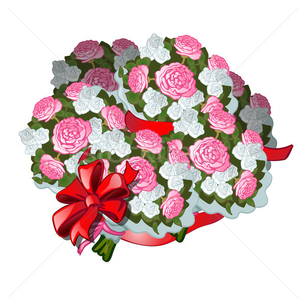 énorme Bouquet Fleurs Isolé Blanche Illustration