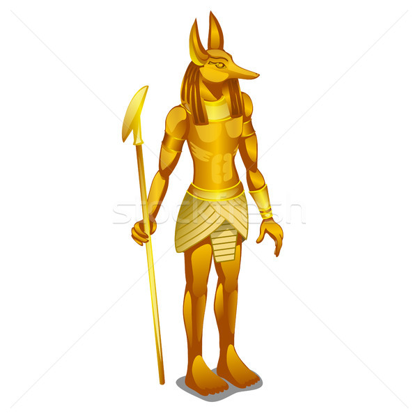 Golden statue ancient Egypt isolated on white background. Vector cartoon close-up illustration. Stock photo © Lady-Luck