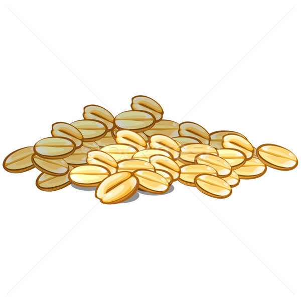 Stock photo: A handful of wheat grains isolated on a white background. Cereals. The birds feeding. Vector illustr