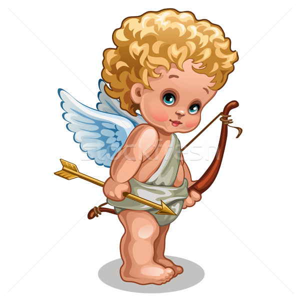 A little baby angel of love isolated on white background. Vector cartoon close-up illustration. Stock photo © Lady-Luck