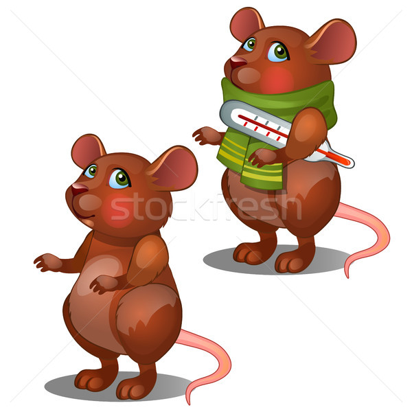 Healthy and diseased mouse isolated on white background. Vector cartoon close-up illustration. Stock photo © Lady-Luck