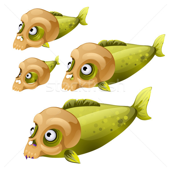Zdjęcia stock: Zestaw · zielone · ryb · pływać · maski · formularza