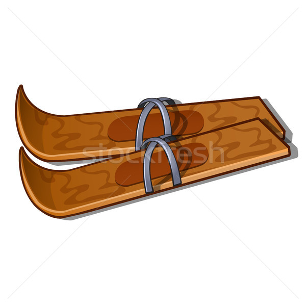 Wooden skis isolated on a white background. Equipment for winter sports. Vector illustration. Stock photo © Lady-Luck