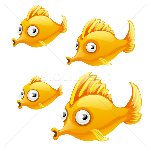 Set of cartoon fish isolated on white background. Vector cartoon close-up illustration. Stock photo © Lady-Luck