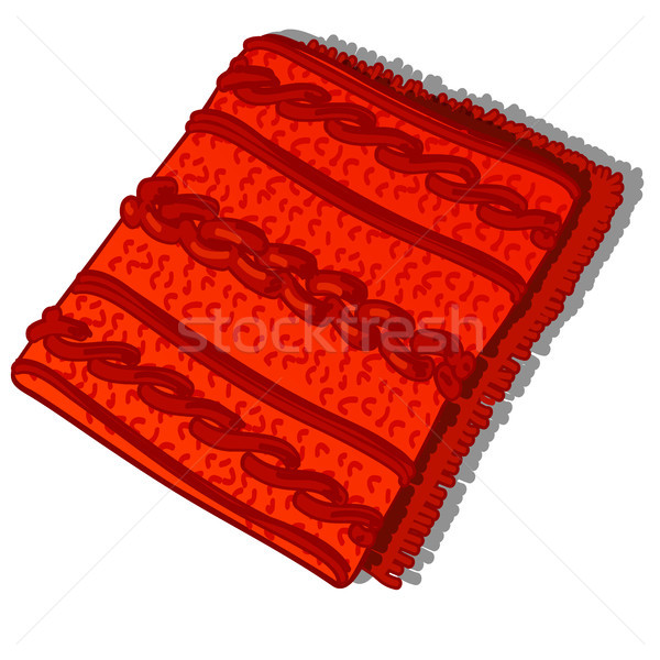 A fragment of a patterned red knitted woolen fabric isolated on white background. Vector cartoon clo Stock photo © Lady-Luck