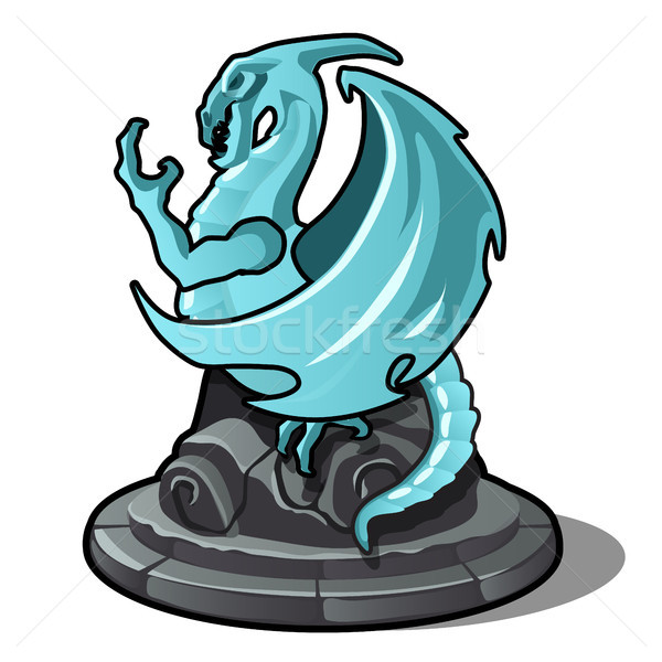 Photo stock: Figurine · dragon · turquoise · couleur · isolé · blanche