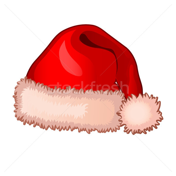 Single cap of Santa Claus with fluffy pompom isolated on white background. Attribute of the New year Stock photo © Lady-Luck