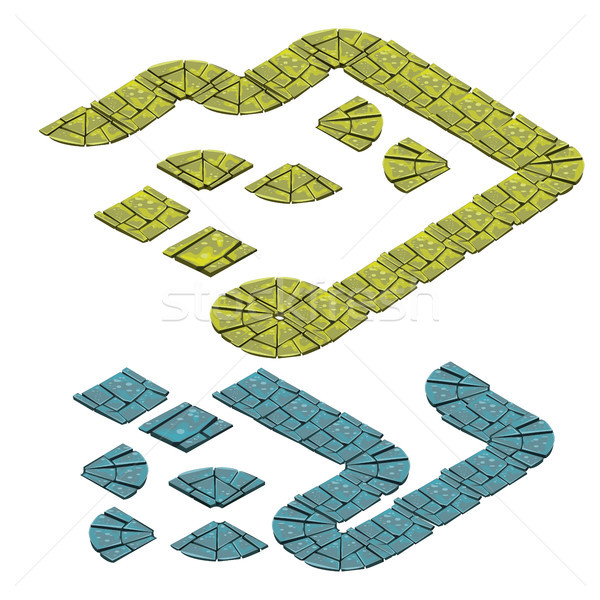 The set of fragments of stone path isolated on white background. Vector illustration. Stock photo © Lady-Luck