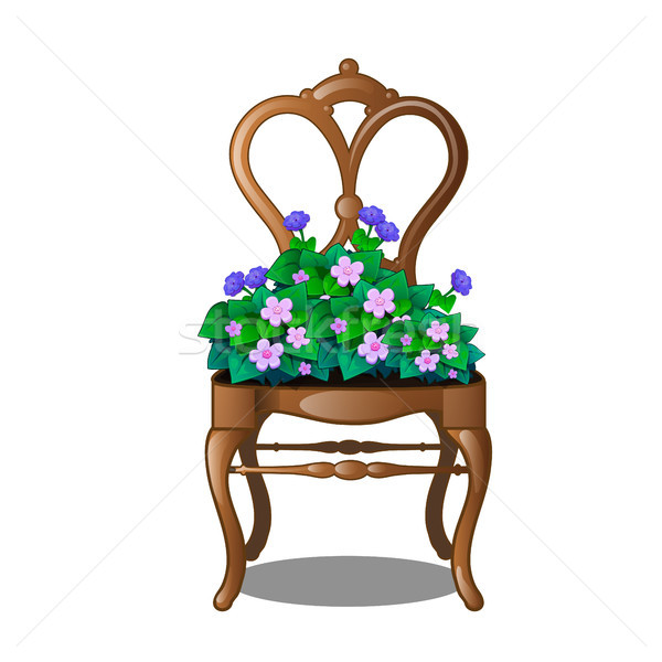 Vintage wooden chair with flowers. Vector illustration. Stock photo © Lady-Luck