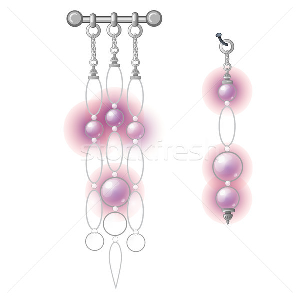 Pink hanging lamps. Vector illustration. Stock photo © Lady-Luck