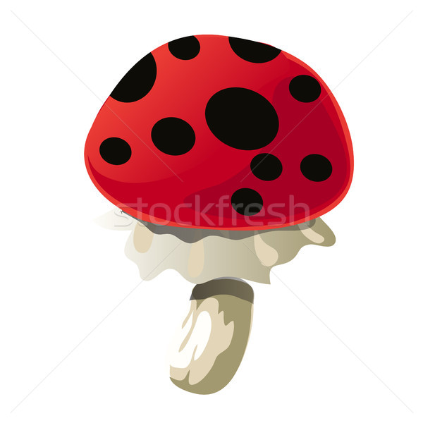 Fantasy mushroom with black spots isolated on white background. Vector cartoon close-up illustration Stock photo © Lady-Luck