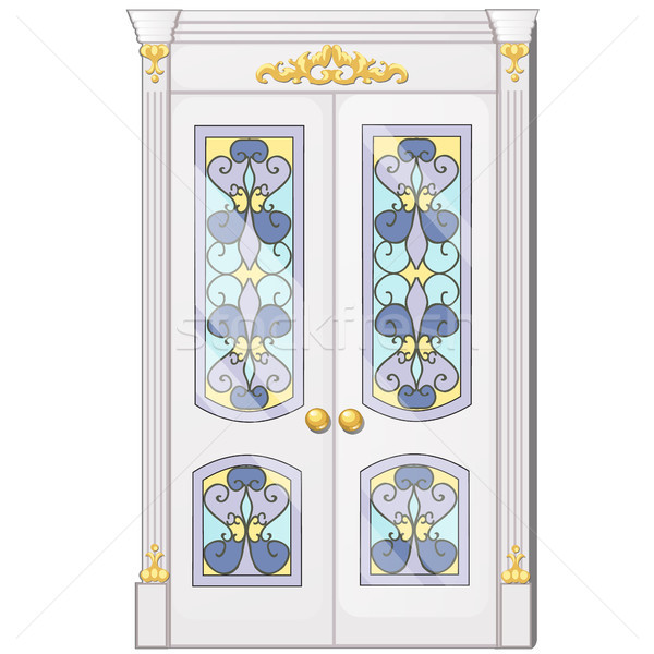 Entrance door with exquisite ornamentation. Vector illustration. Stock photo © Lady-Luck