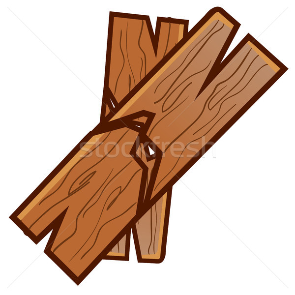 Two broken planks isolated on white background. Karate competitions. Vector cartoon close-up illustr Stock photo © Lady-Luck
