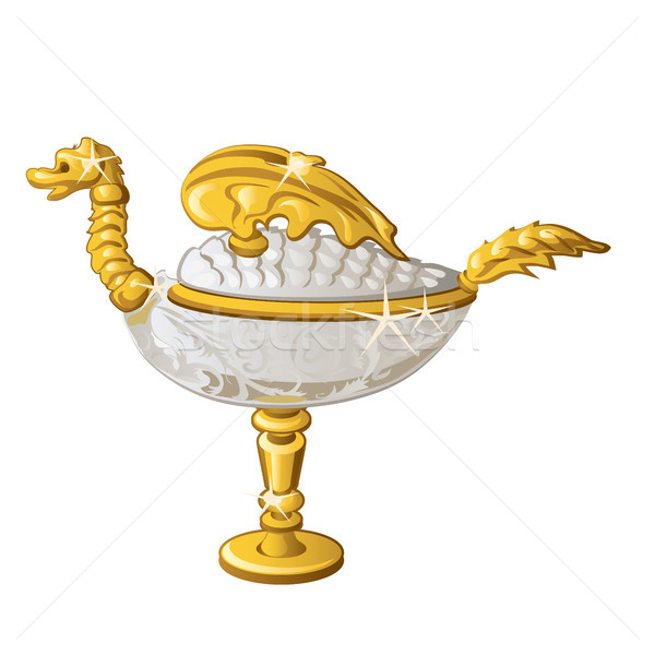 Eastern souvenir in the form of a Golden oil lamp in the shape of a dragon isolated on white backgro Stock photo © Lady-Luck