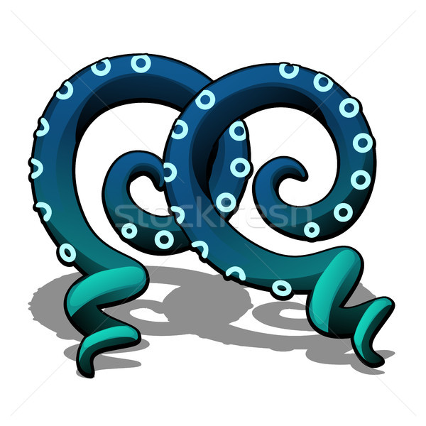 Stock photo: Blue octopus tentacle isolated on a white background. Vector cartoon close-up illustration.