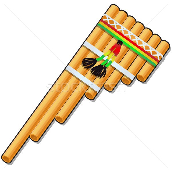 Pan flute isolated on white background. Vector cartoon close-up illustration. Stock photo © Lady-Luck