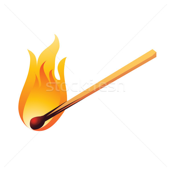 Burning match isolated on white background. Cartoon vector illustration close-up. Stock photo © Lady-Luck