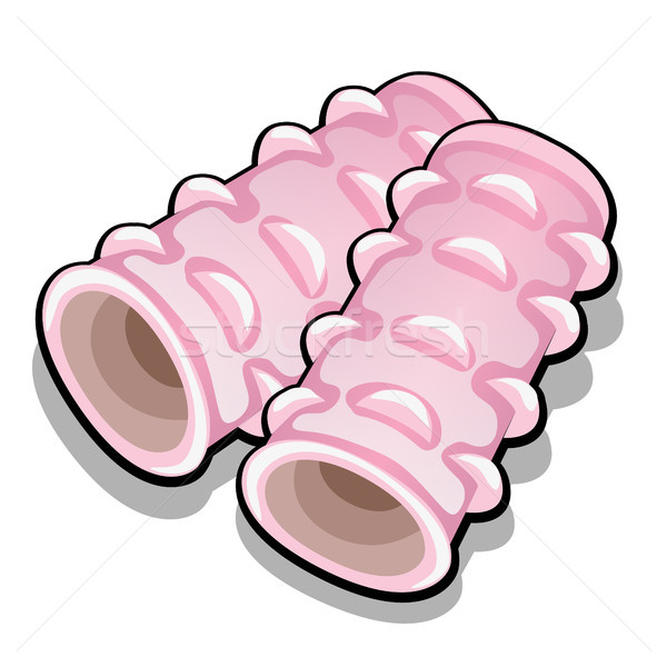 Set of pink hair curlers isolated on white background. Vector cartoon close-up illustration. Stock photo © Lady-Luck