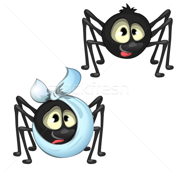 Healthy and diseased spider isolated on white background. Vector cartoon close-up illustration. Stock photo © Lady-Luck