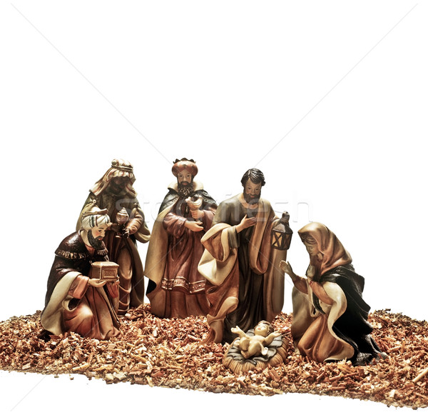 Imagine de stoc: Crăciun · scena · Isus · trei · intelept · bărbaţi