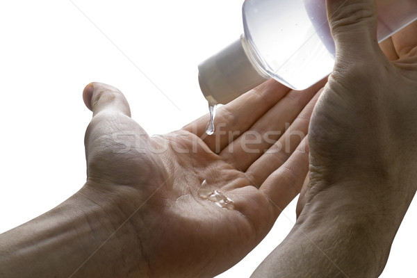 Grypa czyszczenia ręce alkoholu żel świnia Zdjęcia stock © lalito