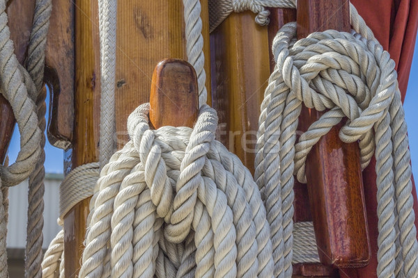 Zeilen touw details zeil water sport Stockfoto © LAMeeks