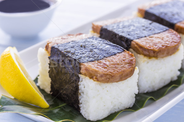Zdjęcia stock: Spam · żywności · ryżu · mięsa · japoński · obiad