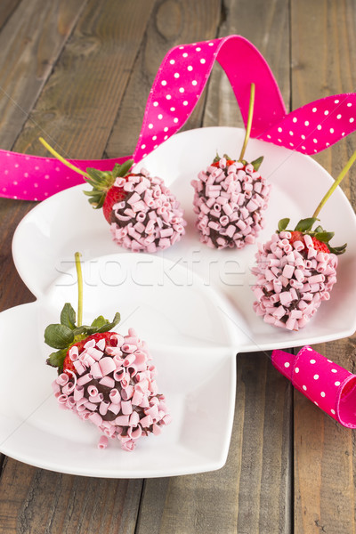 Pink Chocolate Strawberries Stock photo © LAMeeks