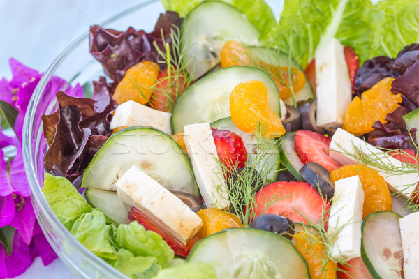 Stockfoto: Tropische · zomer · salade · vruchten · groenten · tofu