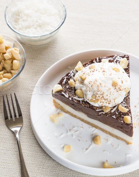 Chocolat tarte crème coco noix servi [[stock_photo]] © LAMeeks
