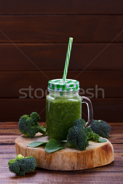 Vert saine smoothie smoothie vert brocoli épinards Photo stock © Lana_M